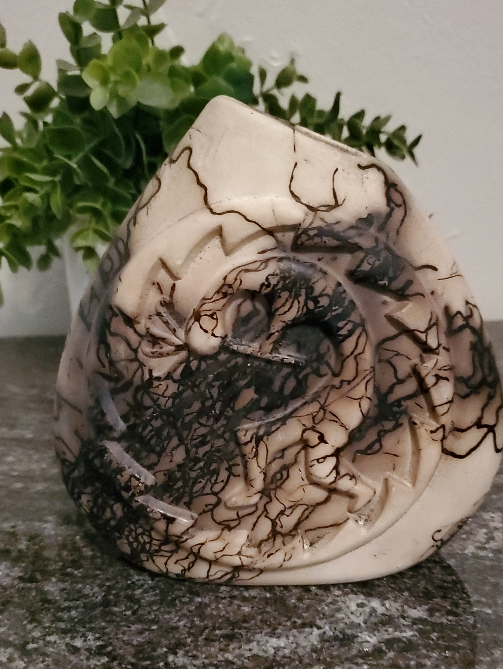 Native American Navajo Horse Hair Pottery  Gecko Vase Signed.